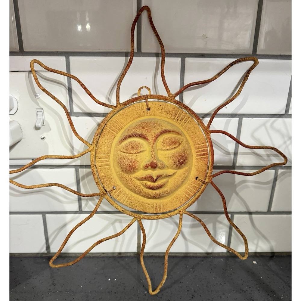 Metal Clay‎ Celestial Sun Gold Wall Hanging Decor Witchy Boho